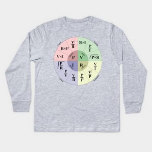 Electrical ohms law formula Wheel chart for Electricians engineering students Engineers and physics students Kids Long Sleeve T-Shirt